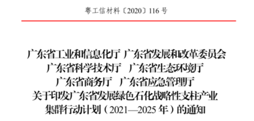 《廣東省發展綠色石化戰略性支柱產業集群行動計劃》發布!